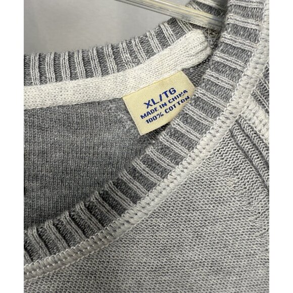 Tommy Bahama XL Gray Cotton Pullover Sweater Long Sleeve Marlin Logo - Picture 4 of 6